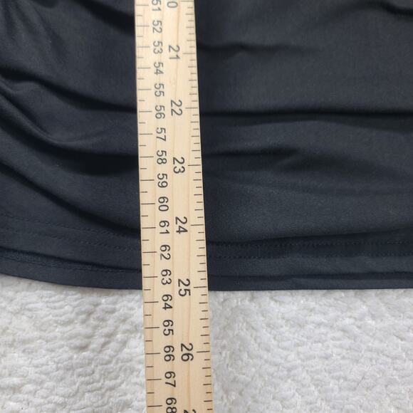 Black Deep V neck sheer rhinestone embellished puffy sleeve top glam size M - Picture 6 of 12